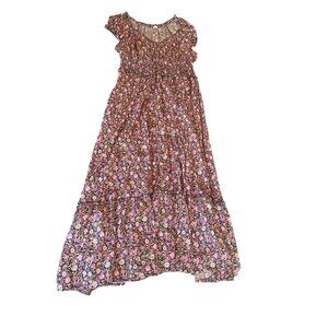 Old Navy Womens Floral Maxi Dress M Rayon & Cotton Blended Fabric